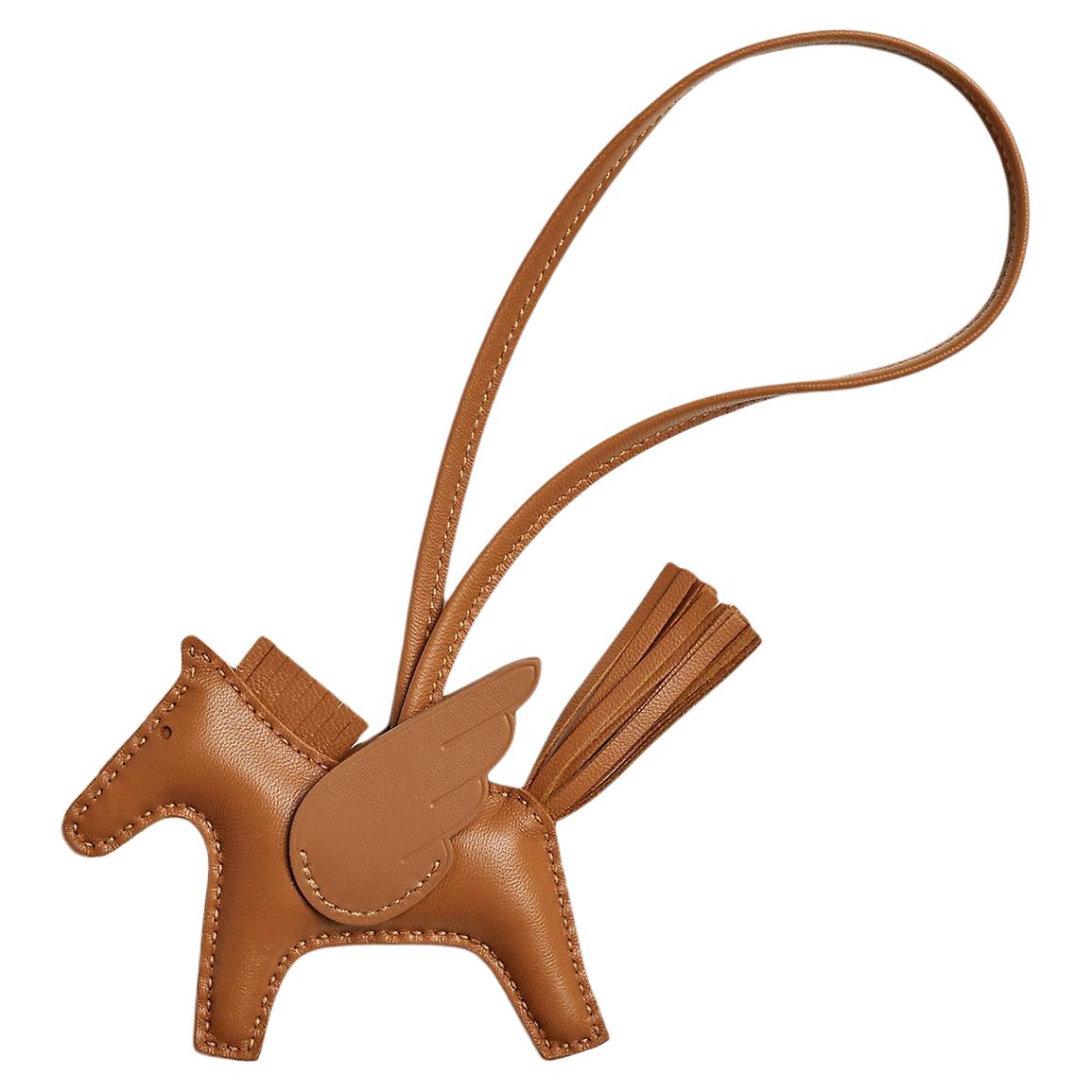 

HERMES Кожаный брелок Rodeo Pegase Milo из ягненка и свифта, Gold
