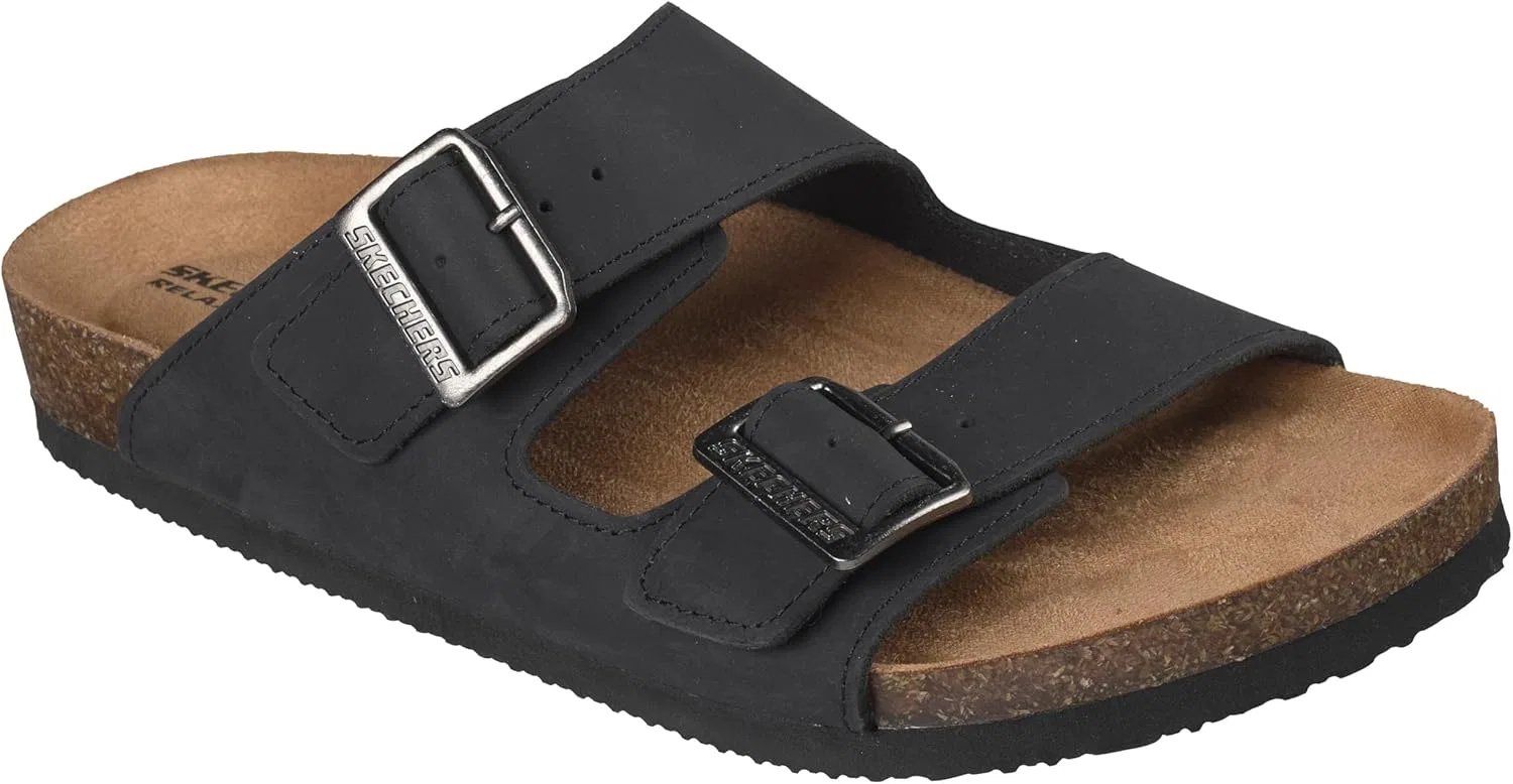 Сандалии из кожи с двумя ремешками Skechers, черные Skechers USA Men's — фото 4