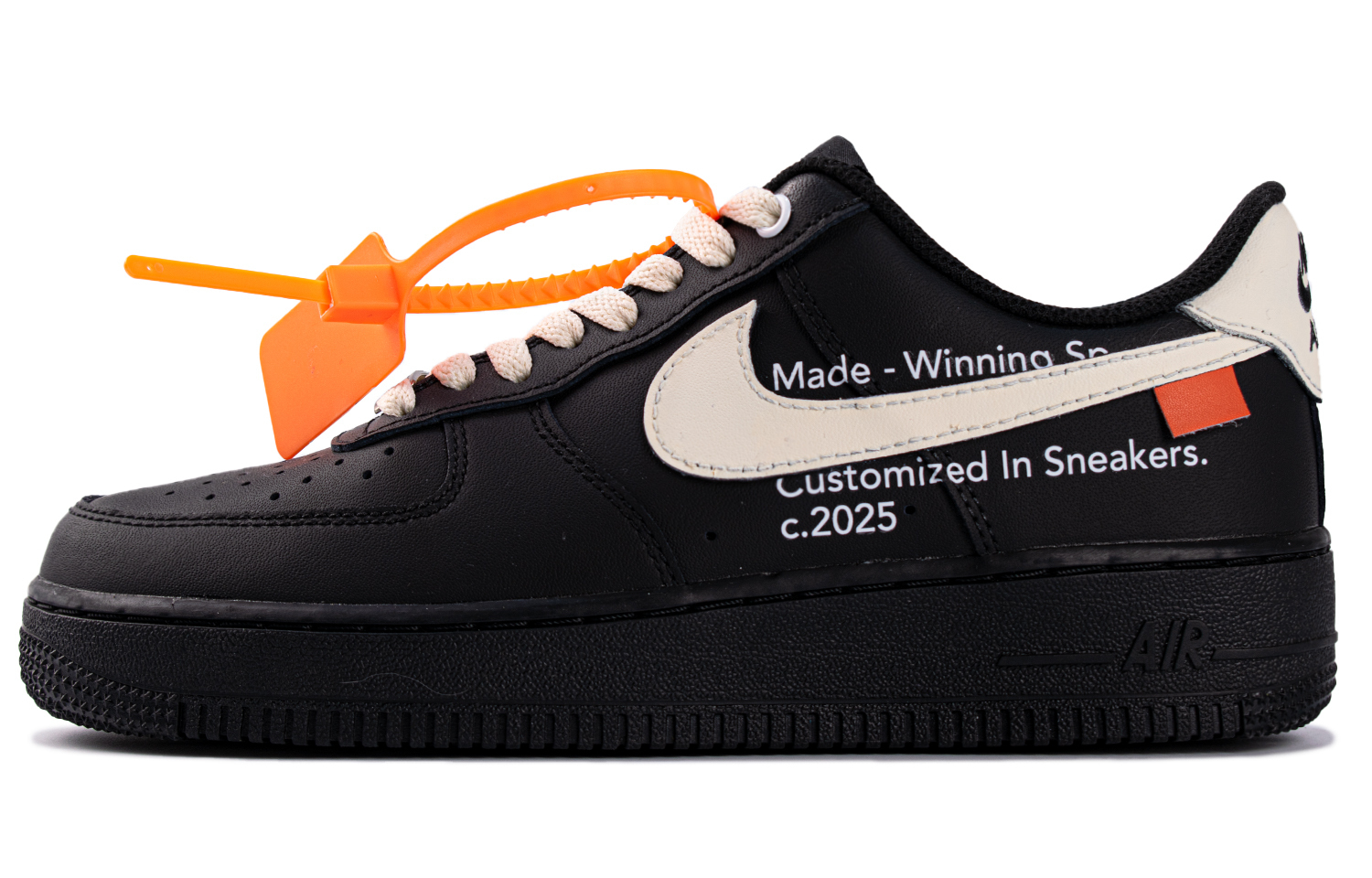 

Air Force 1 Standard WS нескользящие низкие скейтерские кроссовки unisex black white orange Nike, черный белый оранжевый