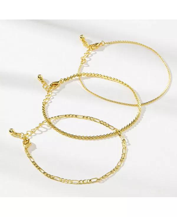 

Позолоченные браслеты 14 карат (набор из 3 шт.) Uncommon James, gold