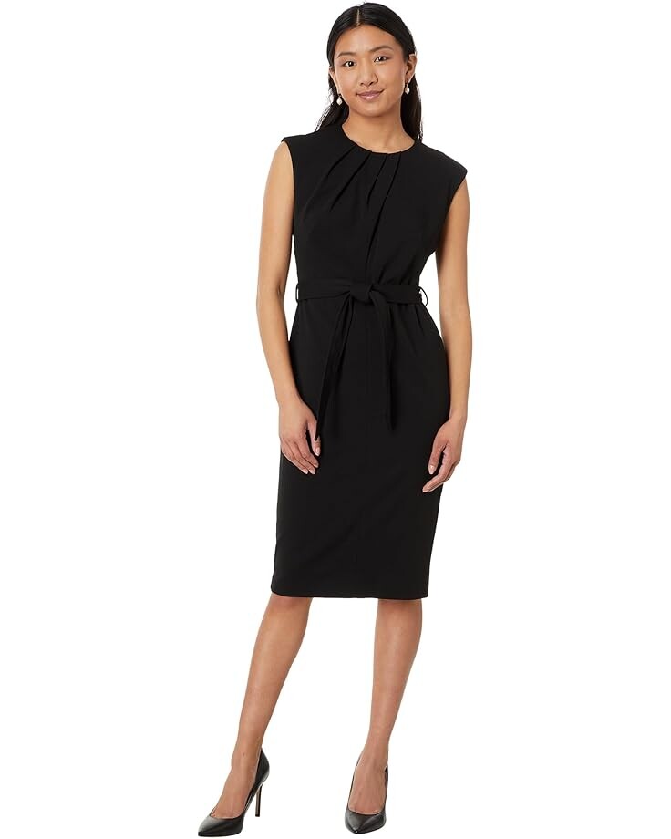 

Платье Calvin Klein Cap Sleeve Midi Dress with Seam Detail, черный