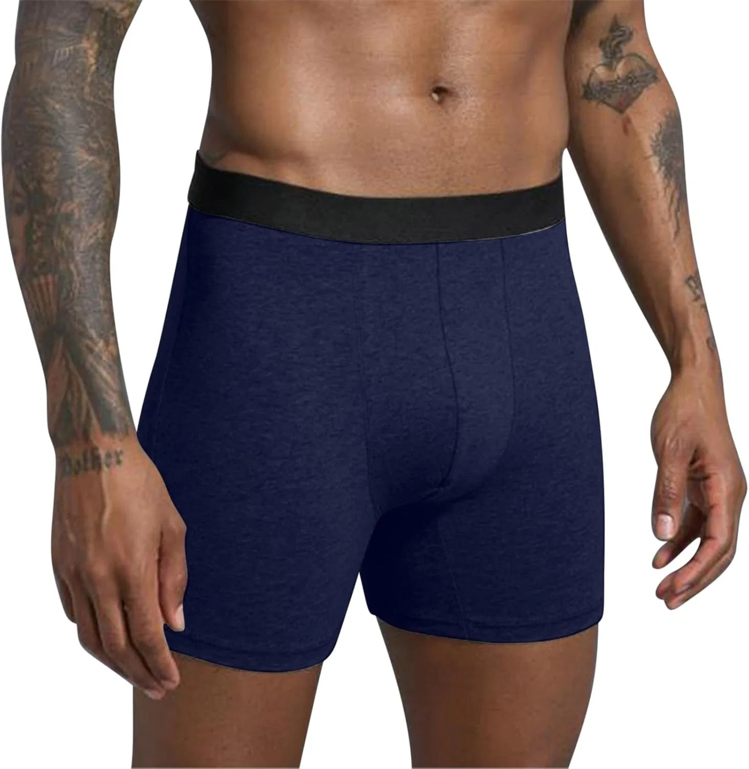 Боксеры хлопковые, Men's Long Boxer Briefs, синий