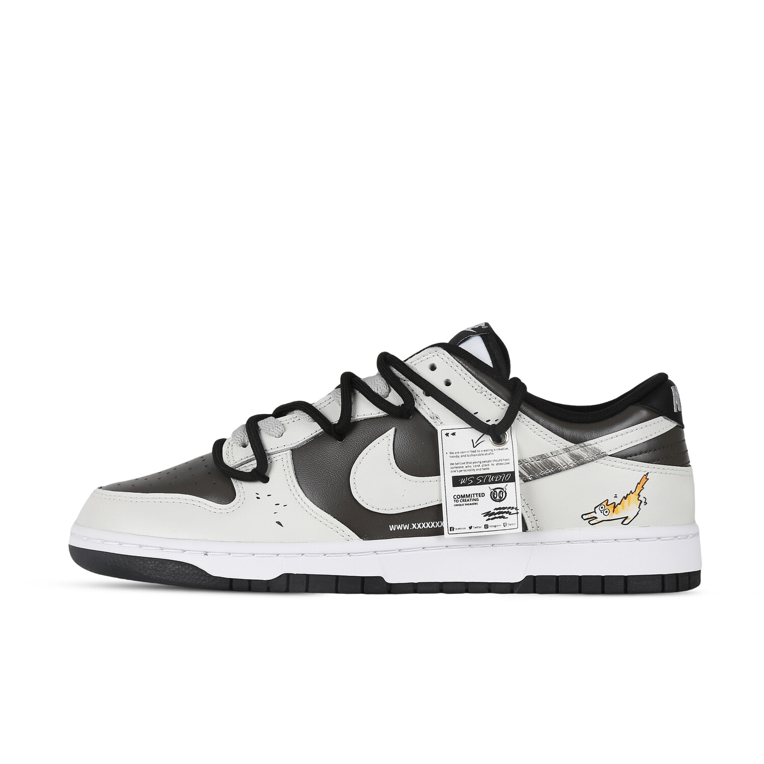 

Кроссовки Nike Dunk Skateboarding Shoes Men Low-top Black/White/Brown, черный/белый/коричневый