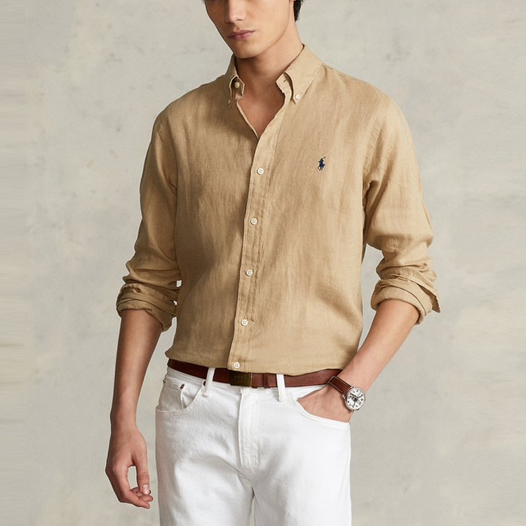 SS23 Футболка поло мужская цвета хаки Polo Ralph Lauren — фото 4