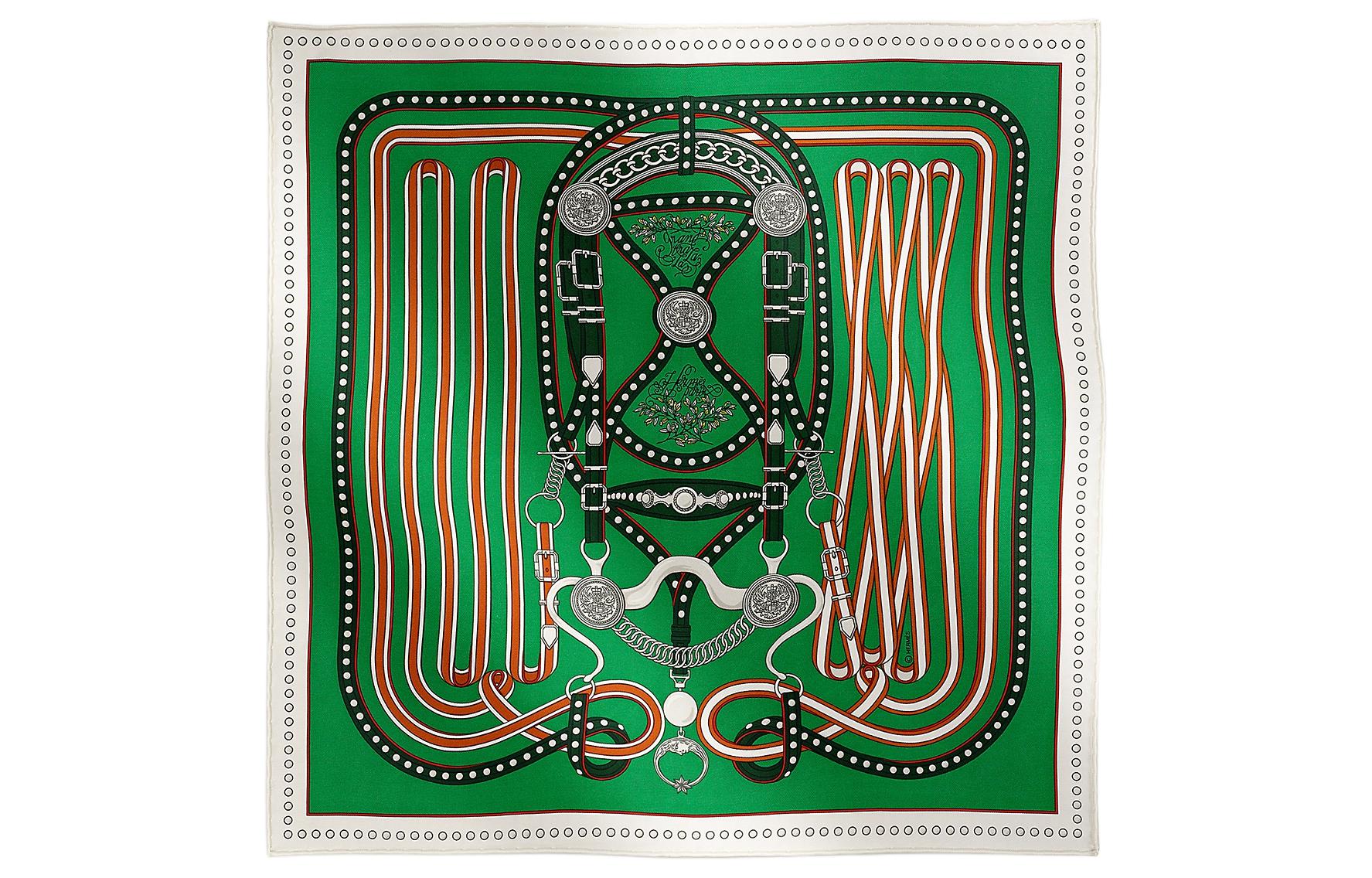 

HERMES Шёлковый шарф женский зелёный, Green