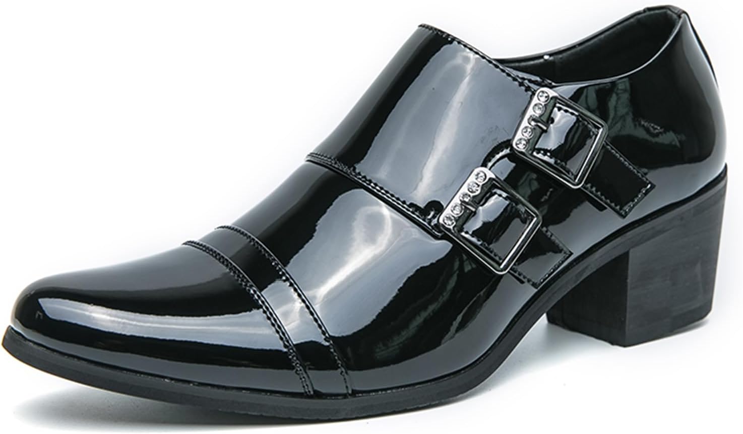 

Мужские кожаные оксфорды с заостренным носком без шнуровки, комфортные средние массивные каблуки, ретро, низкие туфли для вечеринок, свадеб, работы и свиданий Abborora, черный