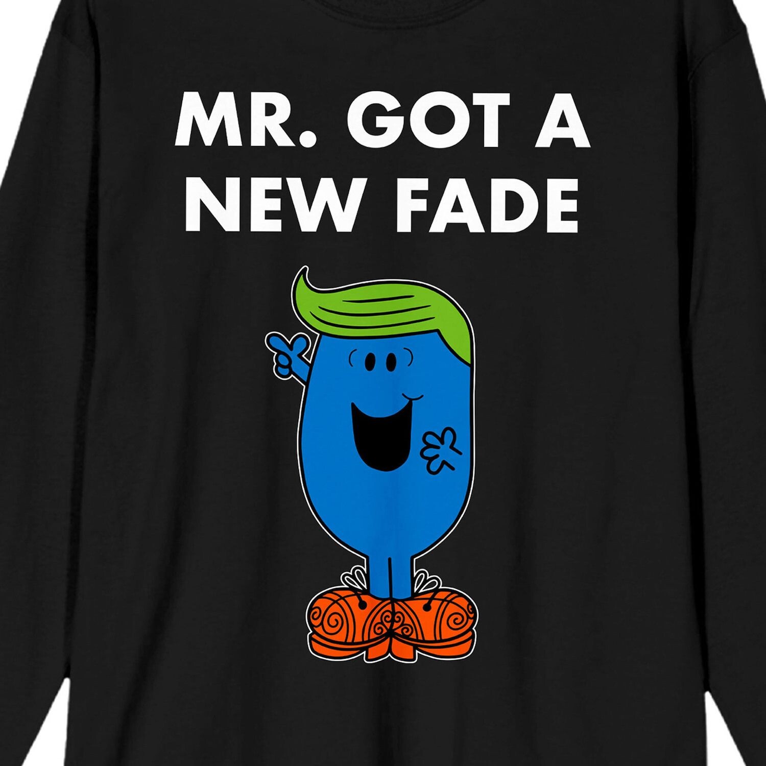 

Мужская футболка с длинными рукавами и рисунком Mr. Men And Little Miss Meme "Mr. Got a New Fade" Licensed Character