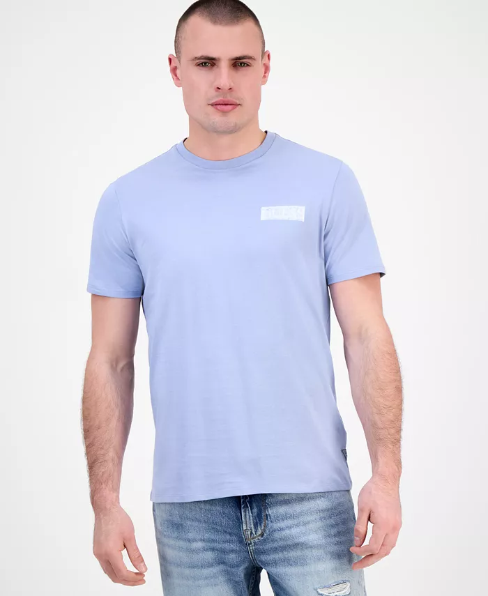 

Мужская футболка с потертостями и логотипом Crewneck GUESS, синий