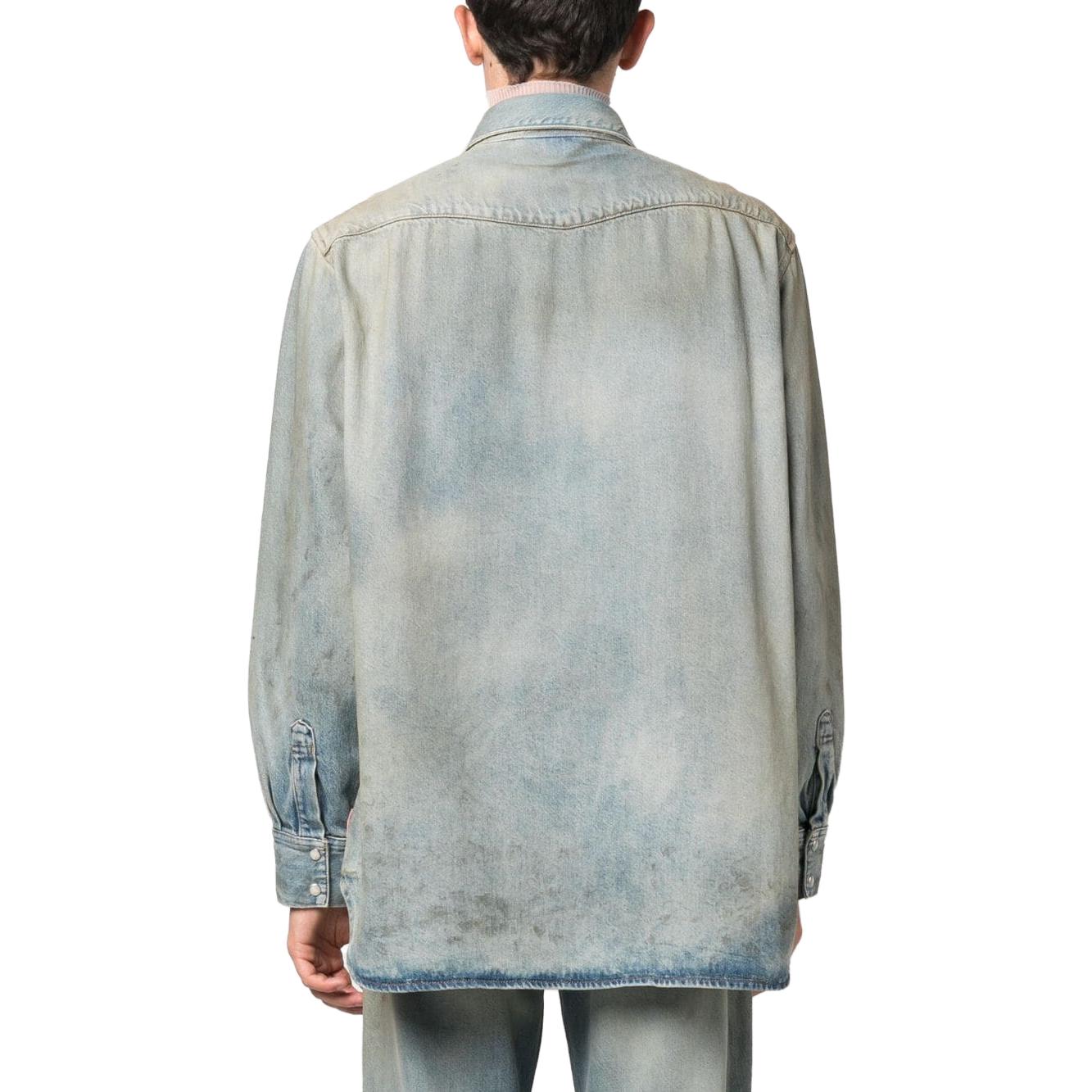 Джимовая рубашка с воротником и пуговицами Acne Studios, синяя — фото 3