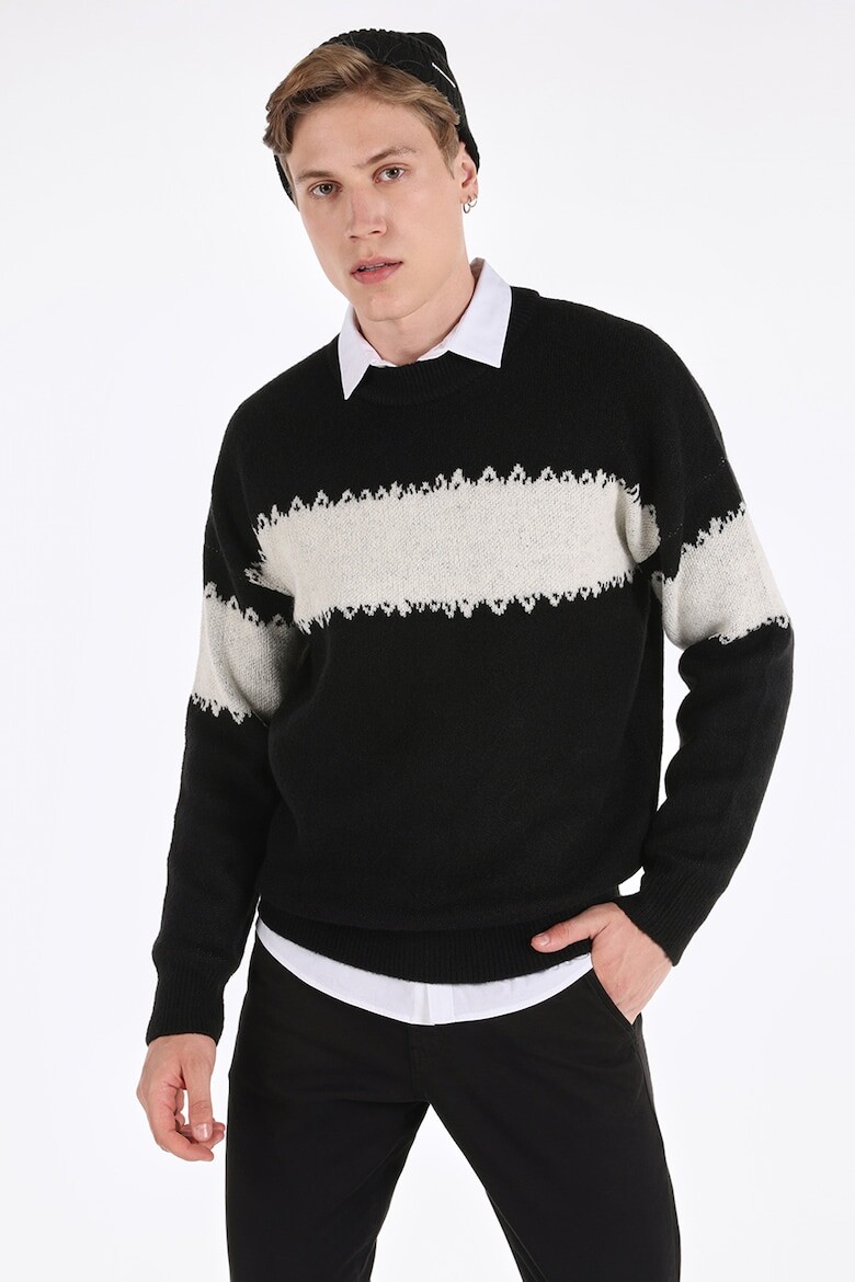 

Свитер с овальным вырезом и колор-блоком Colin'S, белый