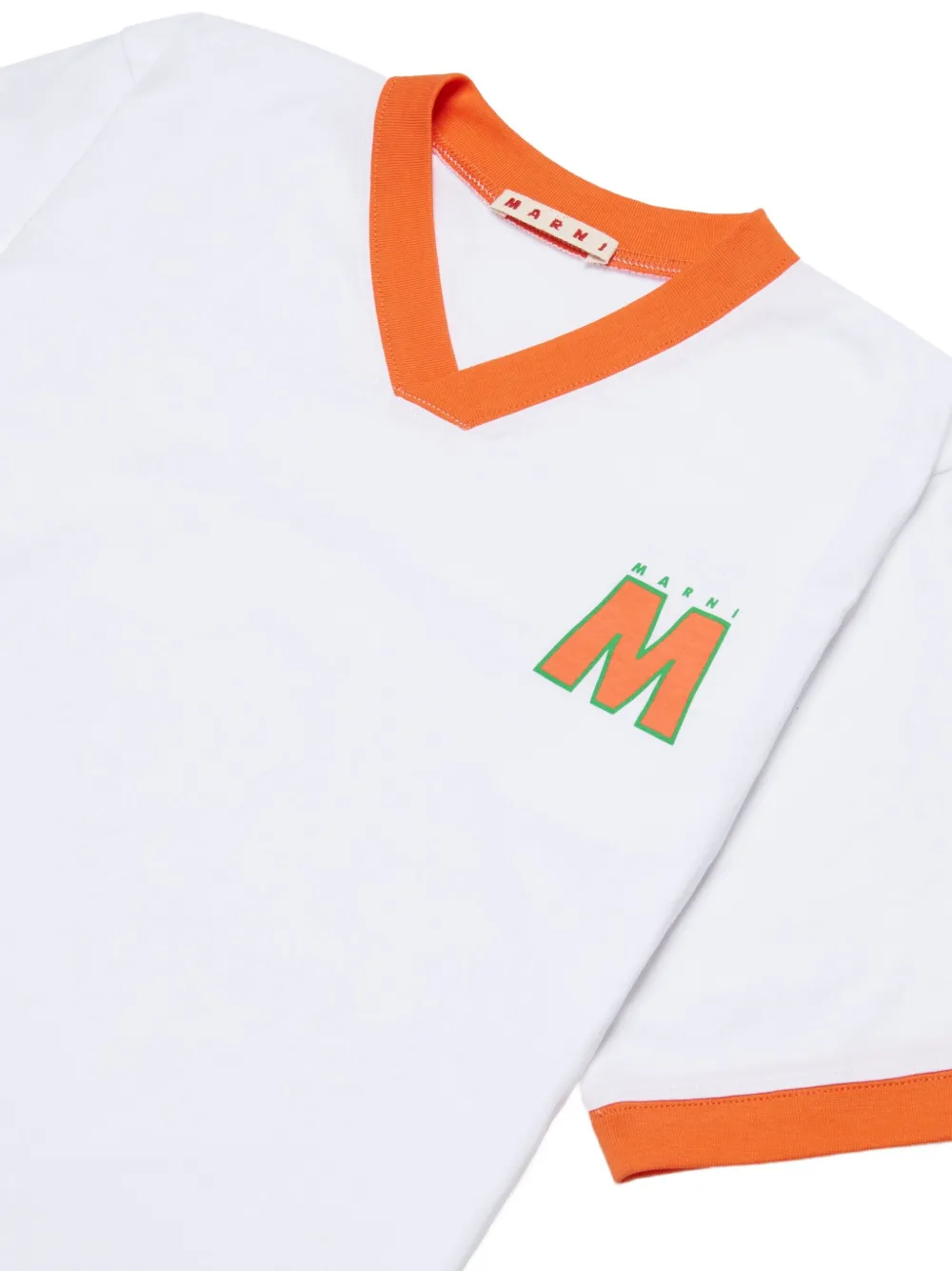 Футболка с v-образным вырезом и логотипом Marni Kids, белый — фото 3