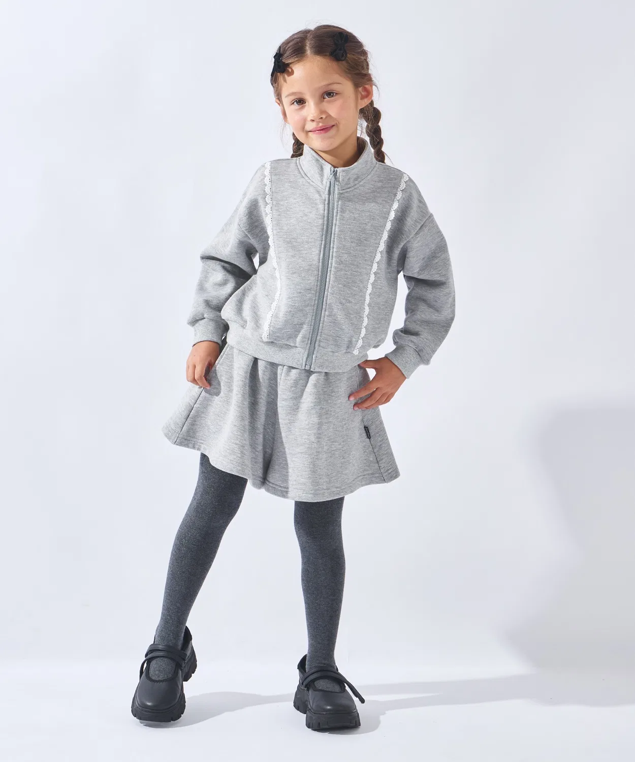 Сет из флисового свитшота и юбки-брюк ever closet, серый меланж