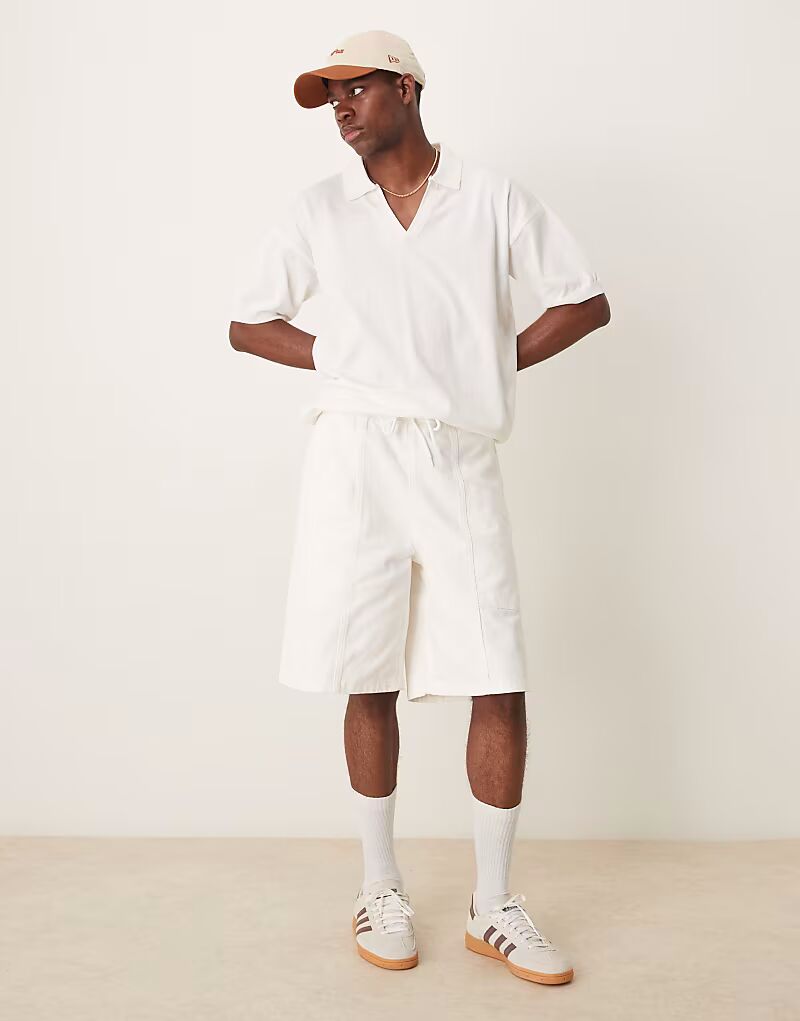 

Шорты-карго ASOS DESIGN цвета экрю с завязками на шнурке