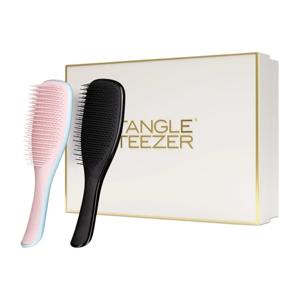 Портативная и компактная душевая расческа пушистая и легкая Tangle Teezer, Two-Piece Set: Portable Magic Mirror Comb in Light Blue+Agile Smooth Comb in Butter Pudding — фото 2
