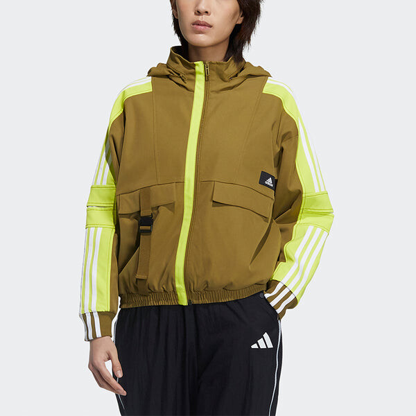 Куртка (WMNS) adidas Str Jkt Warm Training Sports Storage Simple Hooded Fleece Lined Jacket Yellow, желтый — фото 4