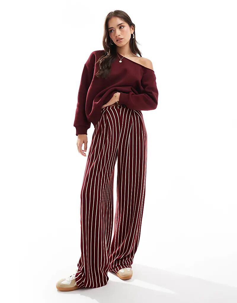 

Джоггеры в полоску бордового и белого цвета ASOS DESIGN
