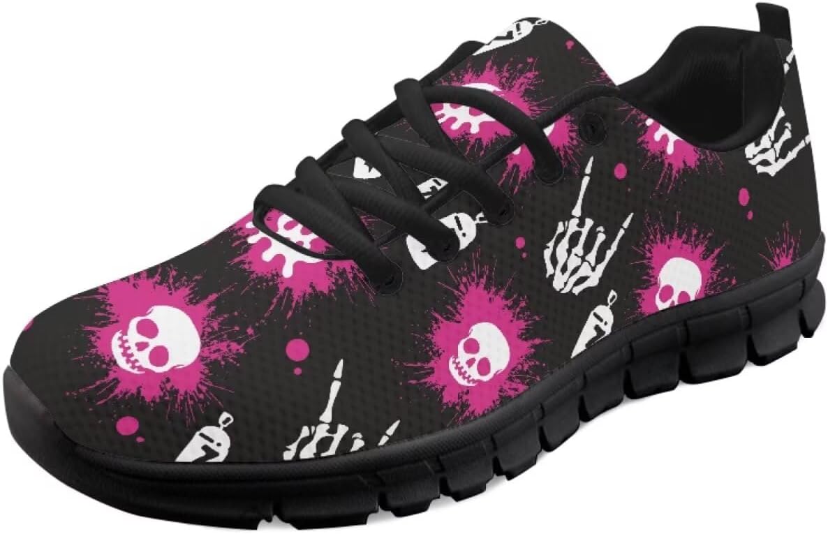 

Унисекс кроссовки для бега для взрослых Готические Y2K спортивные кроссовки Легкие противоскользящие кроссовки для тенниса, ходьбы и фитнеса с черной подошвой Getelinseng