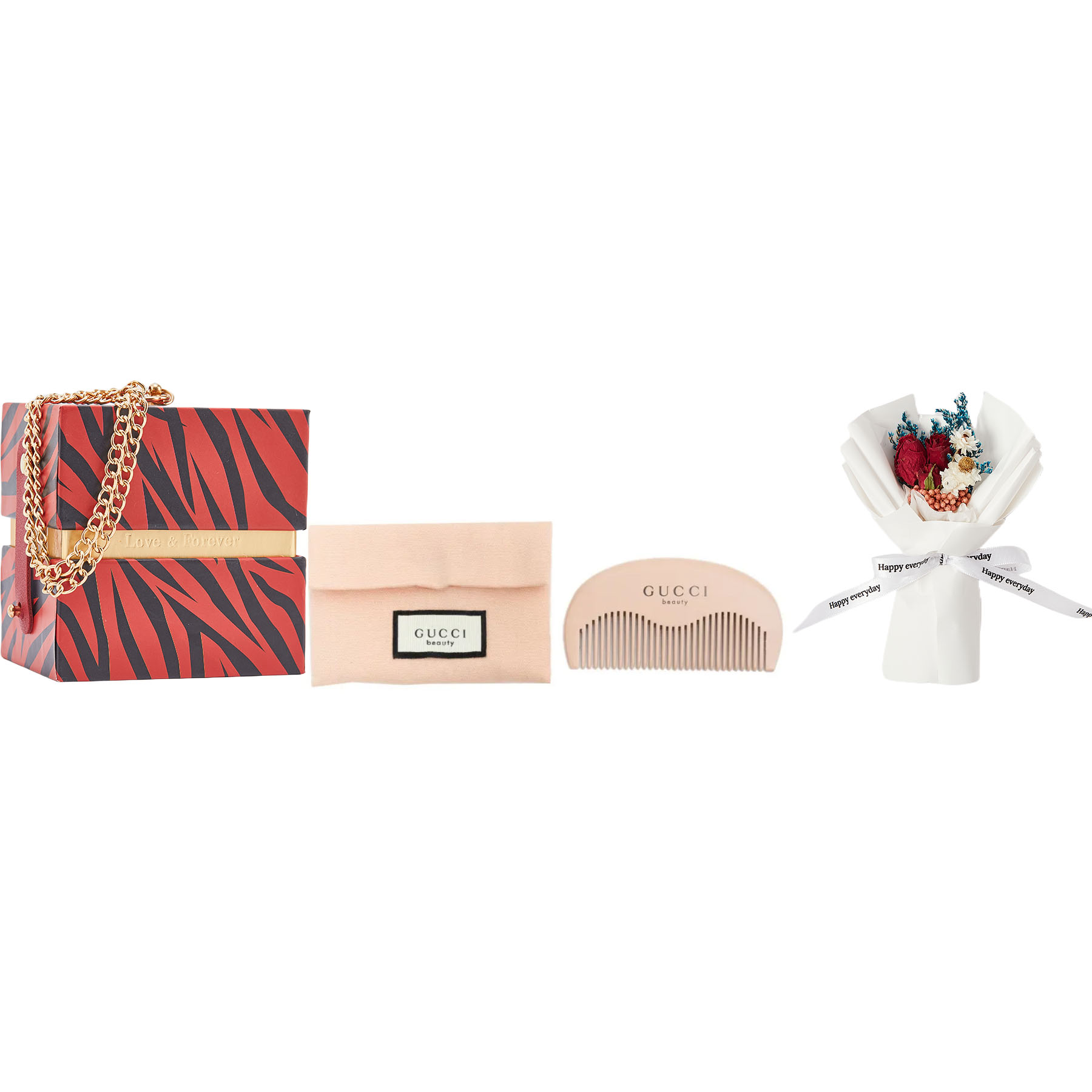 GUCCI Красная полосатая расческа Pink Medium Size для ухода за волосами — фото 2