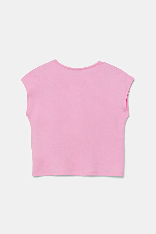Детская хлопковая футболка United Colors Of Benetton, розовый — фото 2