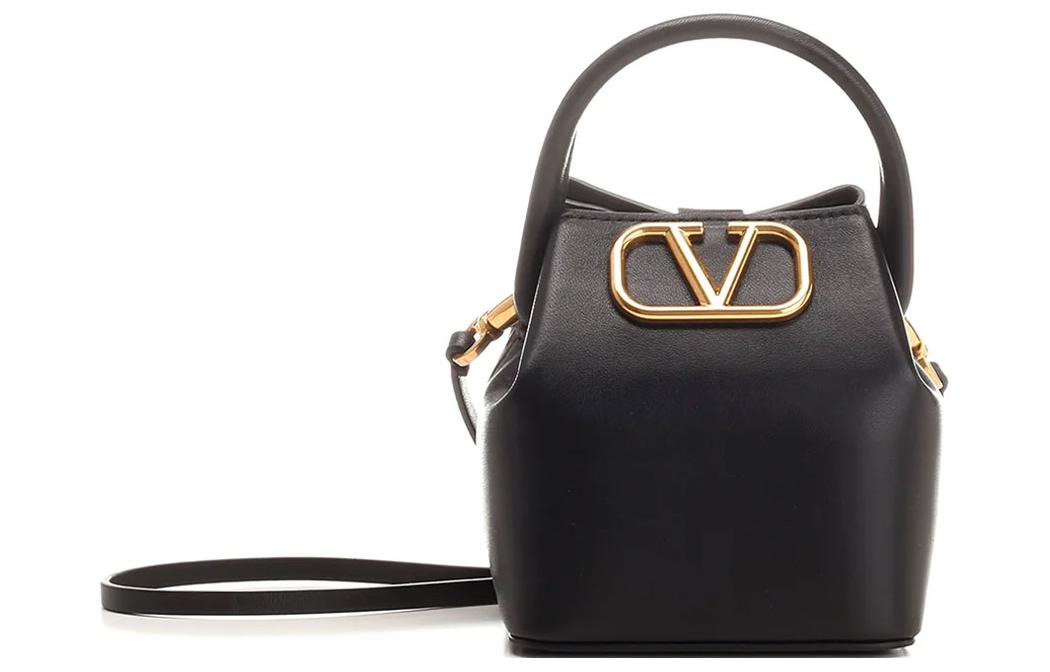 

Valentino Кожаная ведро сумка через плечо кроссбоди клатч женская черная