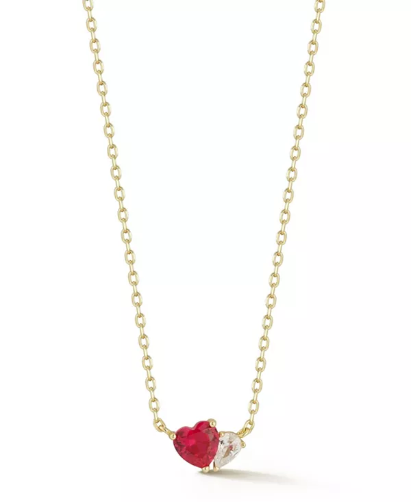 

Изящное ожерелье в форме сердца из серебра 14 карат с двумя камнями, покрытое золотом Rachel Zoe, red