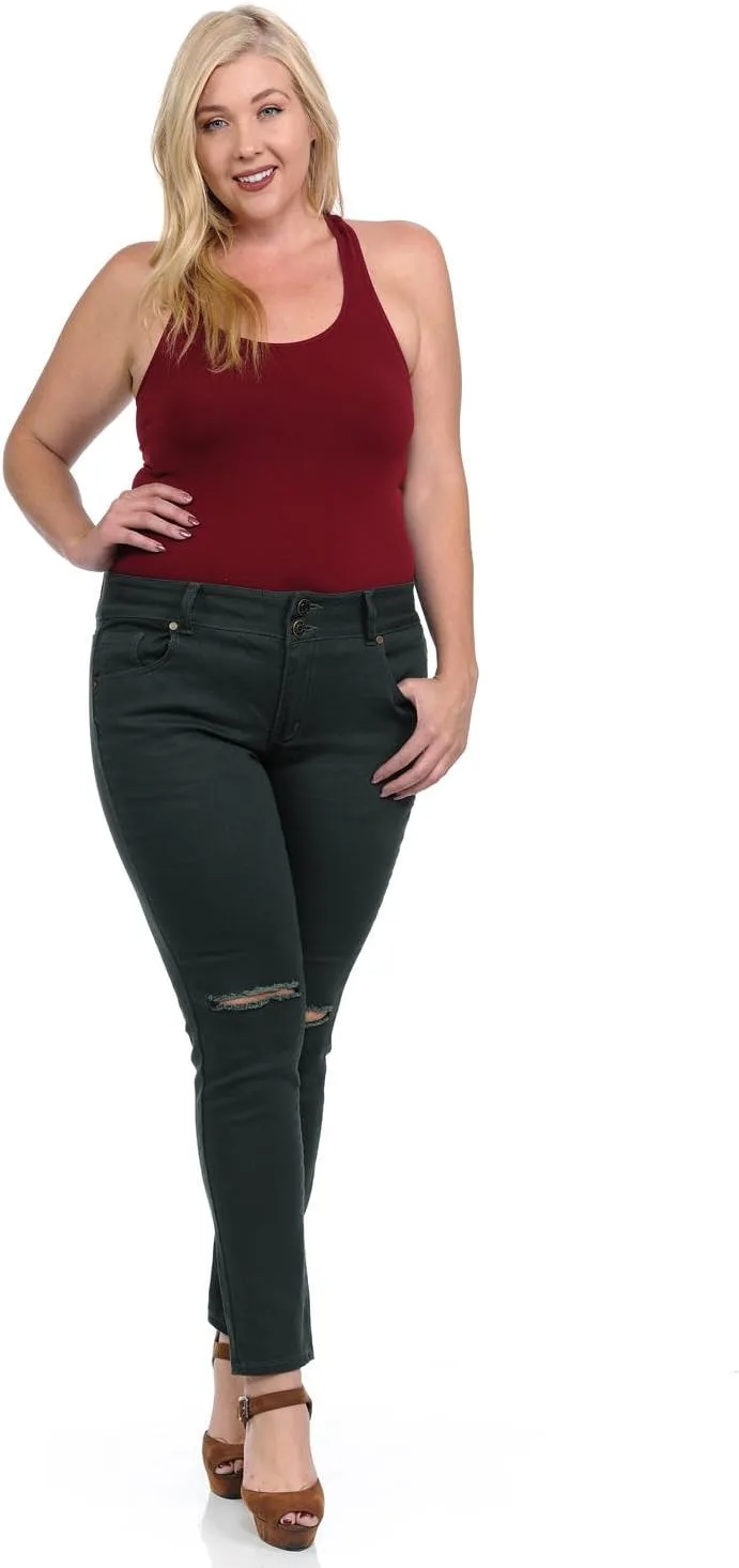 

WX женские джинсы plus size с потертостями и прорезями на коленях 1826 Jeans