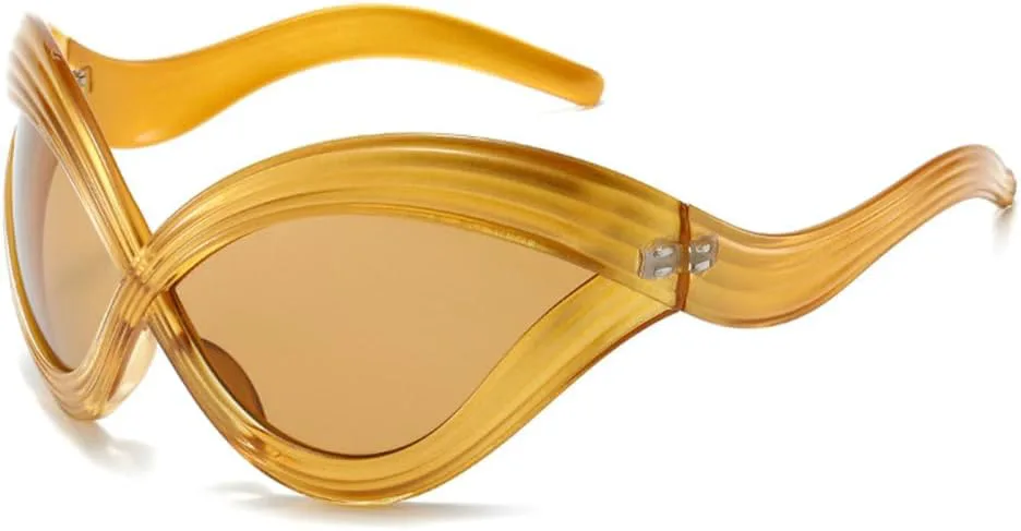 

Ретро-солнцезащитные очки 2027 года для женщин, большие солнцезащитные очки, модные хип-хоп и панк, солнцезащитные очки UV400 для мужчин MTZJH, Golden Tea