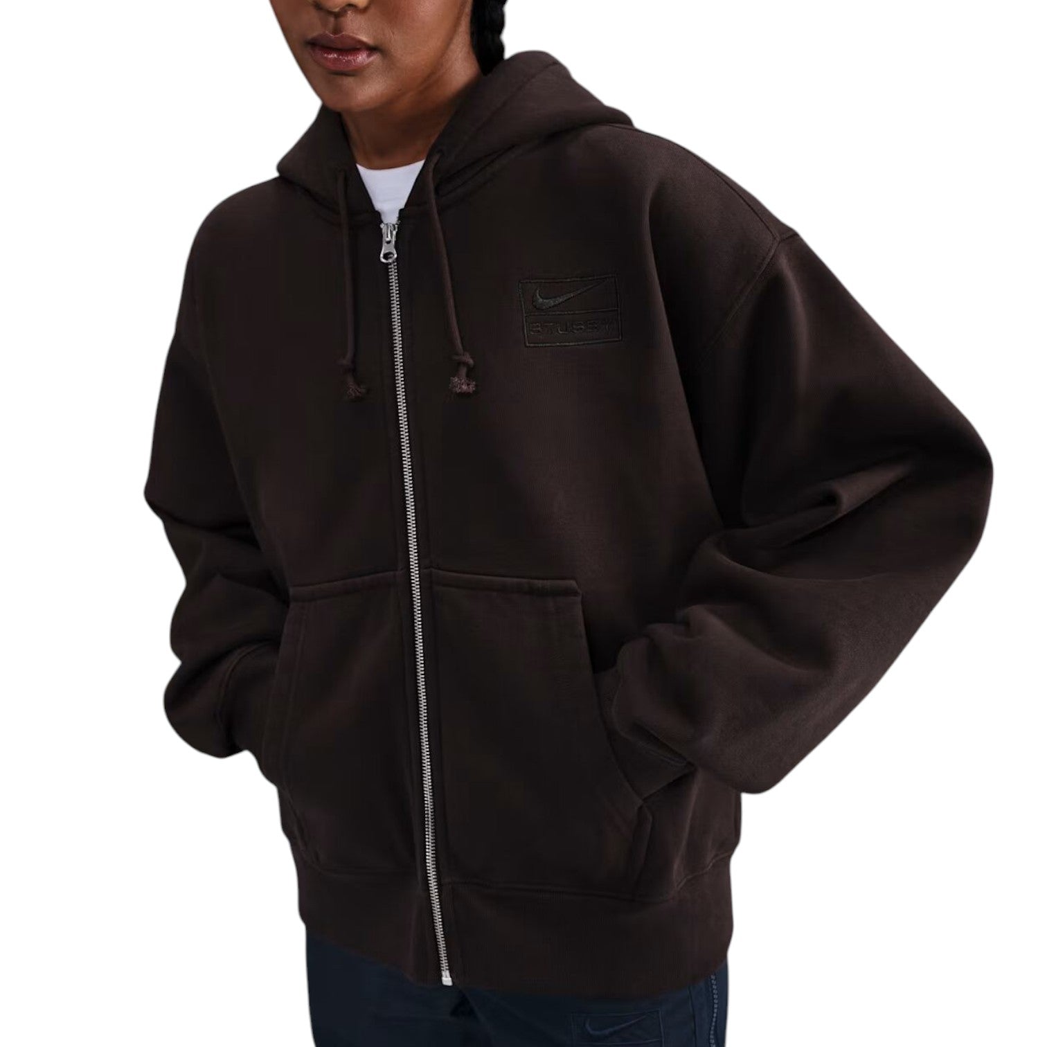 Худи Nike x Stussy FW25 Full-Zip Fleece Hoodie 'Brown' — фото 2