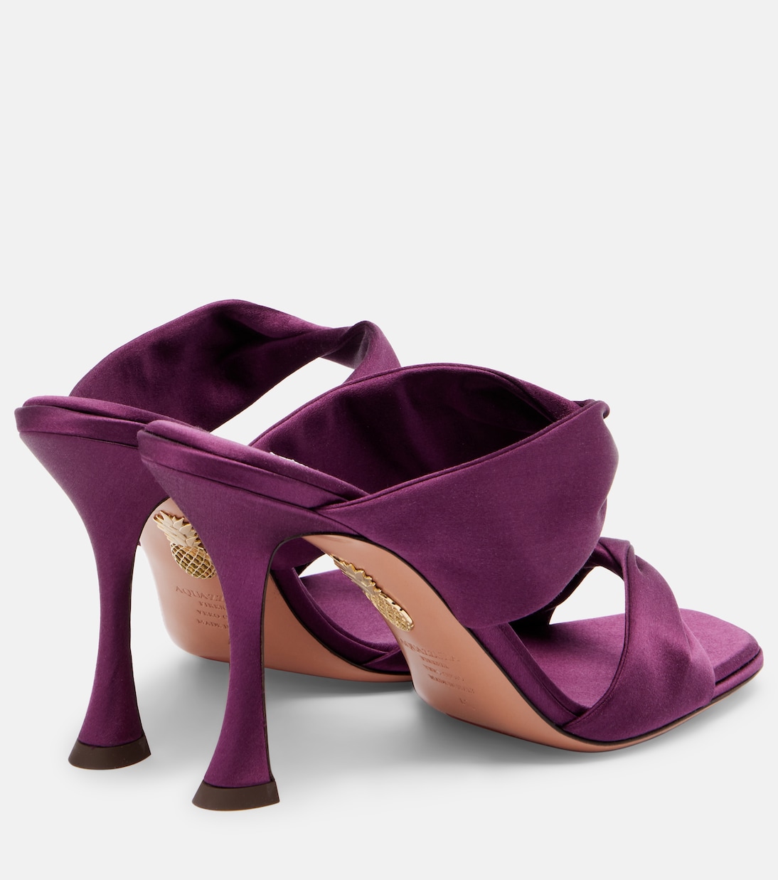 Атласные мюли Twist 95 Aquazzura, Aubergine — фото 2