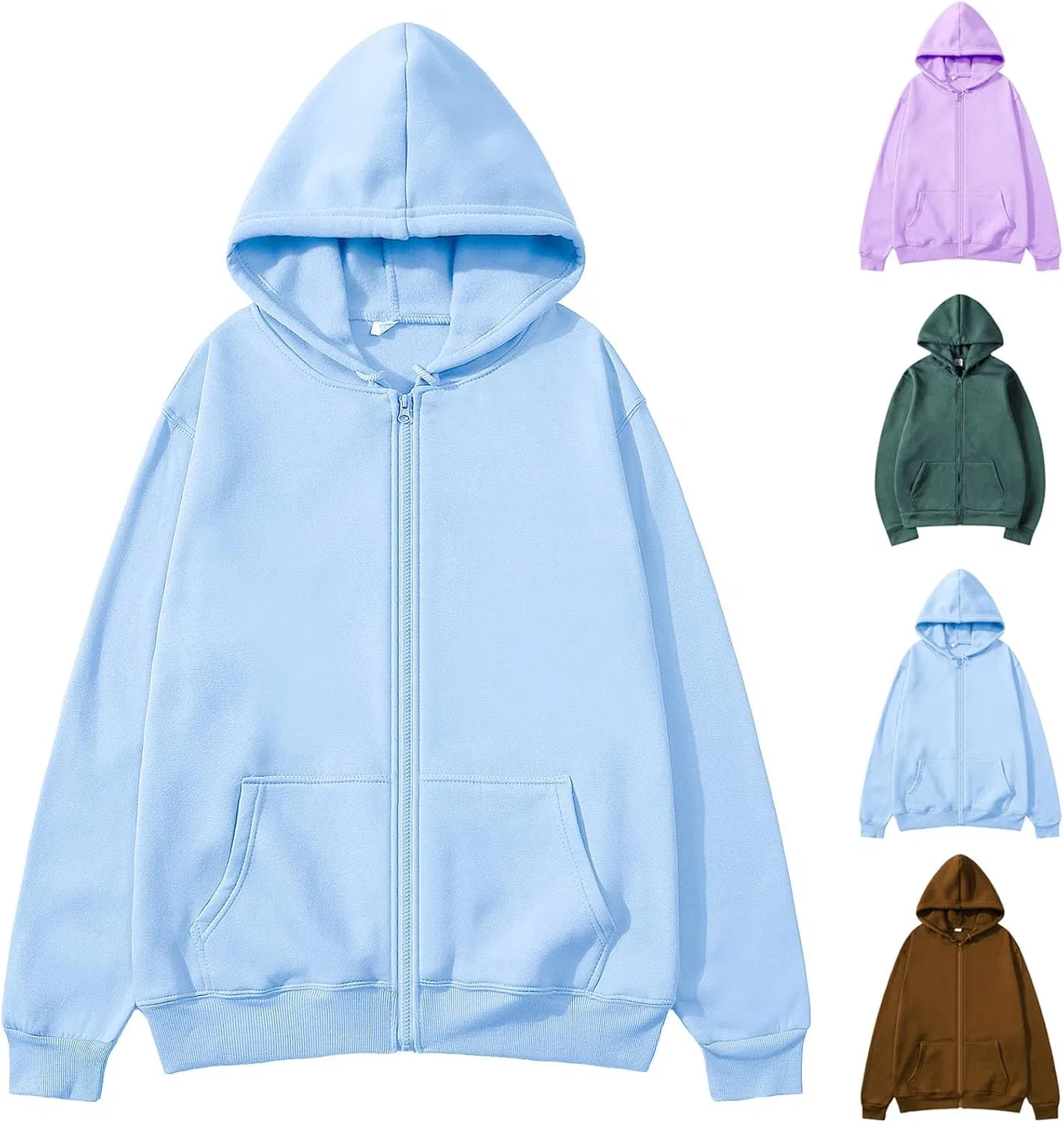 Мужская толстовка с капюшоном на молнии, Light Blue