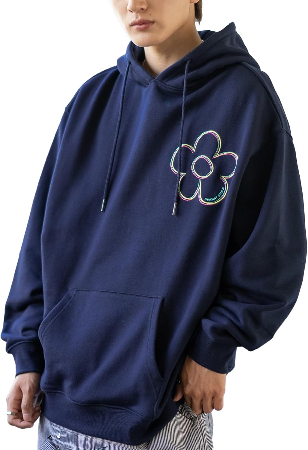 

Толстовка с капюшоном Inprobe Sidewance, с вышитым цветком, на флисовой подкладке, мужская Improves, темно-синий