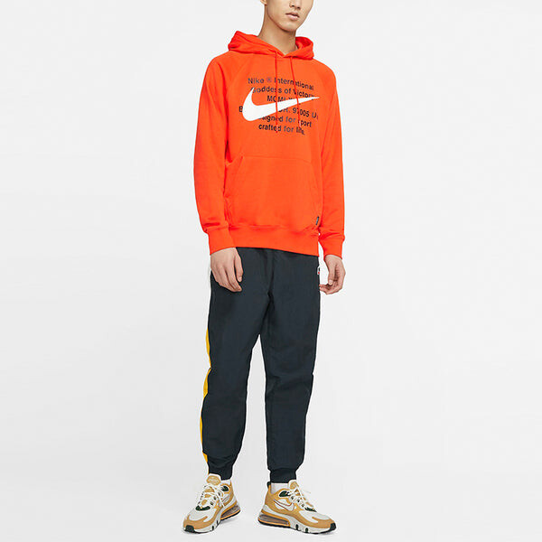 Толстовка Nike Sportswear Swoosh Large Printing Pullover Orange Red Orangered, красный — фото 3