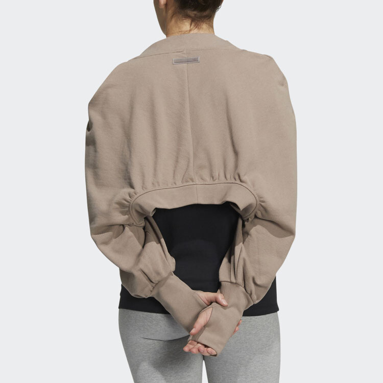Укороченное пальто женское коричневый/серый Adidas Originals — фото 4