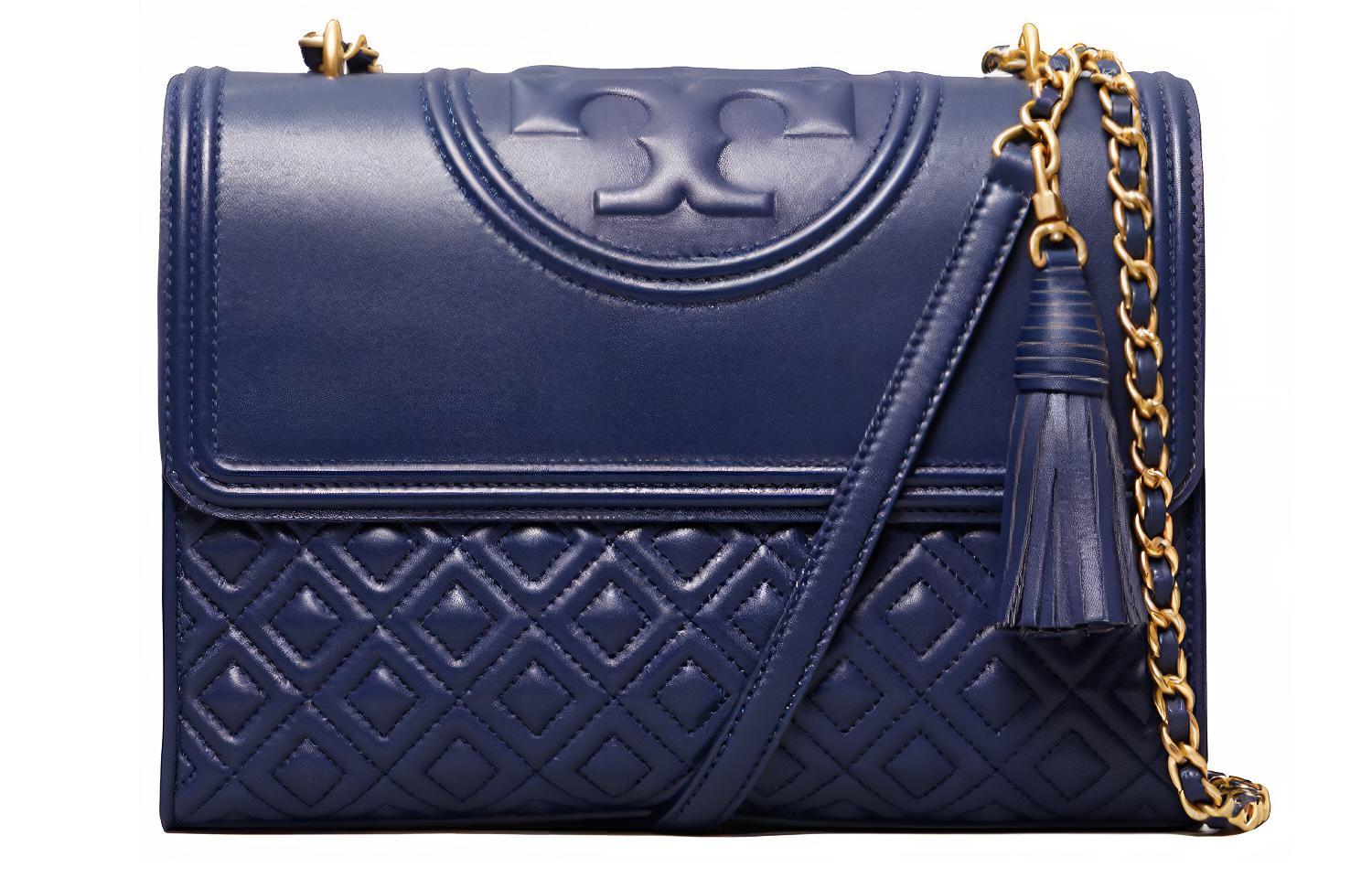 

TORY BURCH Сумка через плечо Fleming из овчины среднего размера женская морская синяя