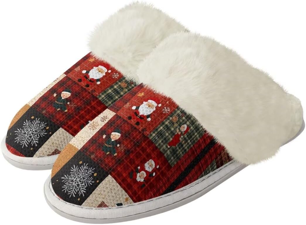

Рождественские унисекс пушистые тапочки для пары, легкие зимние домашние тапочки с противоскользящей подошвой Xixirimido, Xmas