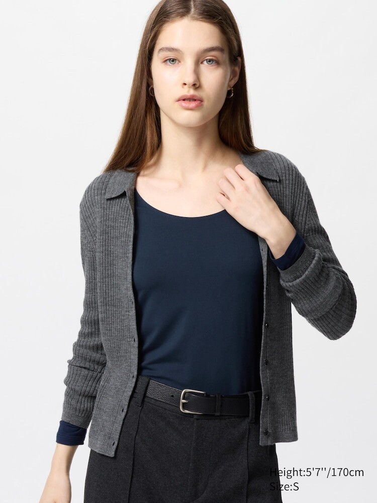 

Топ Heattech с круглым вырезом и длинными рукавами Uniqlo, цвет 69 синий