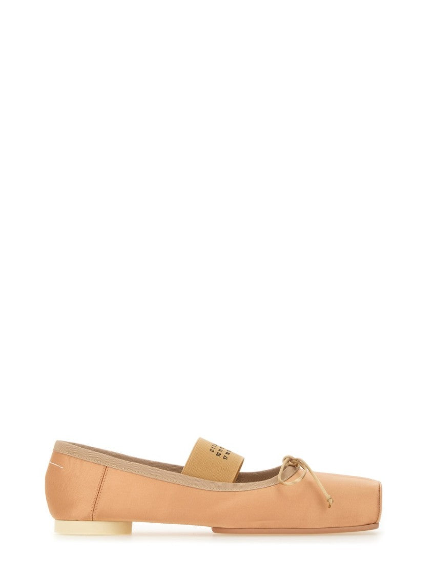 Балетки с логотипом и бантиком Mm6 By Maison Margiela, Neutrals