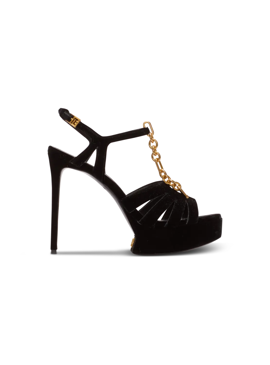 Бархатные босоножки на платформе Sync Balmain, черный