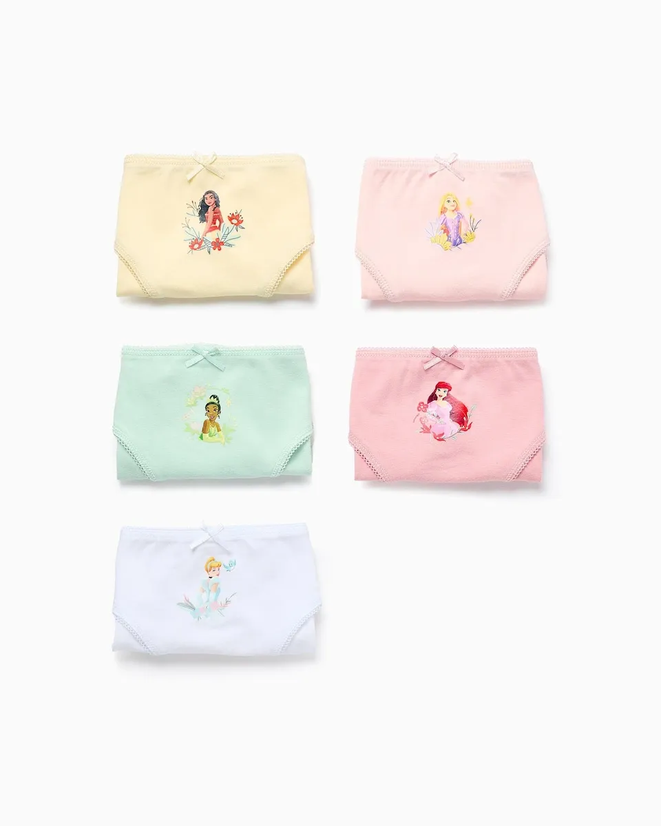 

Набор из 5 боди для девочки с принцессами и бантиками Zippy, белый