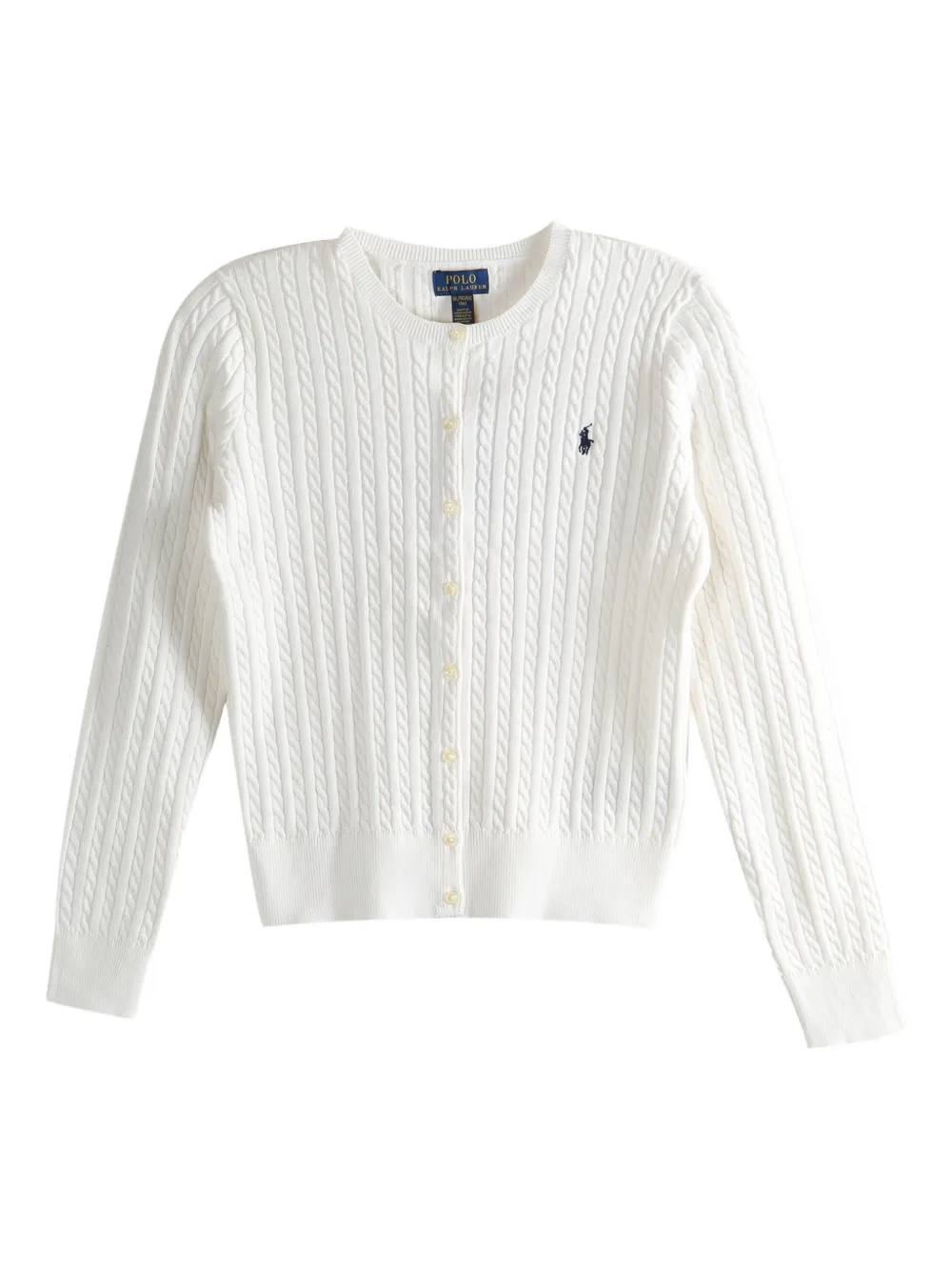 

Кардиган с логотипом и вязкой «косы» Polo Ralph Lauren Kids, белый