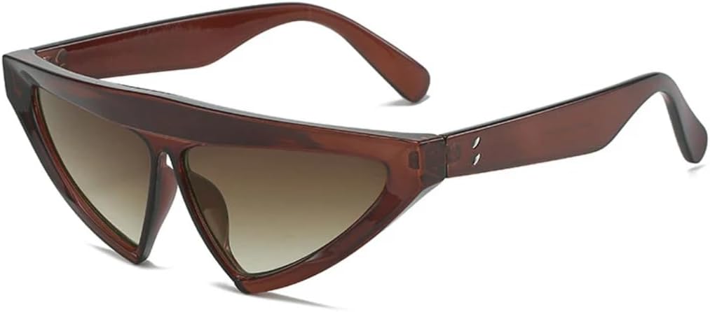 

Винтажные солнцезащитные очки-«кошачий глаз» треугольной формы для женщин и мужчин, модные, розовые, с защитой от УФ-излучения UV400 и заклепками TVTBBVV, Brown Tea Gradient