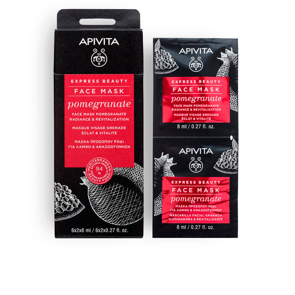 

Маска для лица Express beauty mascarilla facial revitalizante y radiante con granada Apivita, 2 х 8 мл