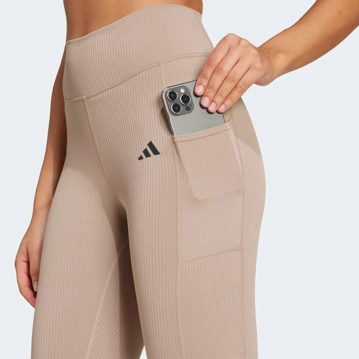 Женские леггинсы 7/8 Optime Rib adidas, коричневый — фото 3