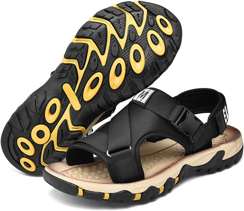 

Мужские модные летние сандалии на открытом воздухе, спортивные босоножки с лентой, удобные для ходьбы, водонепроницаемые, прохладные и дышащие песочные туфли Yuper, черный