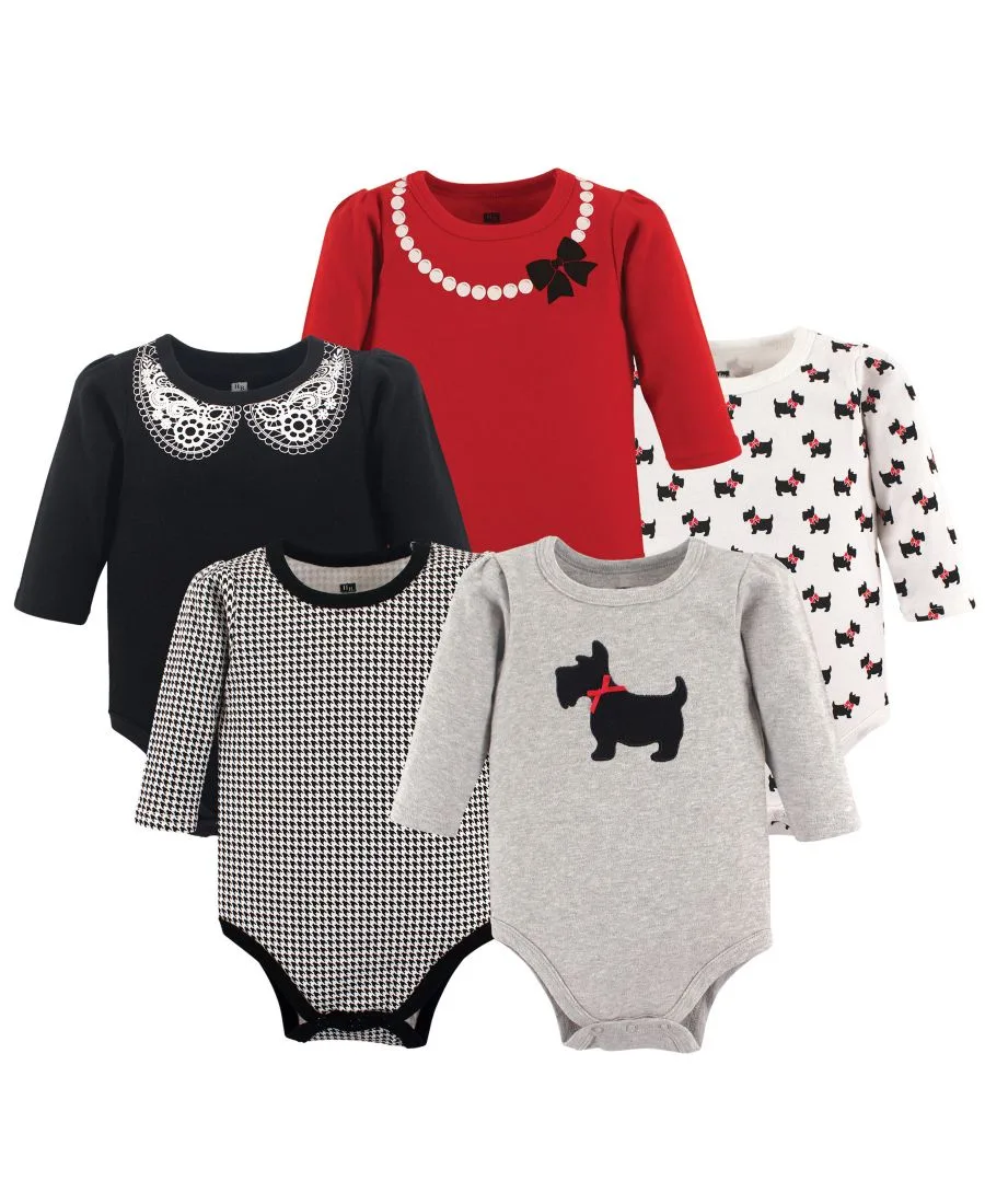 Хлопковые боди с длинными рукавами, комплект из 5 штук с рисунком слона Hudson Baby, Scottie Dog