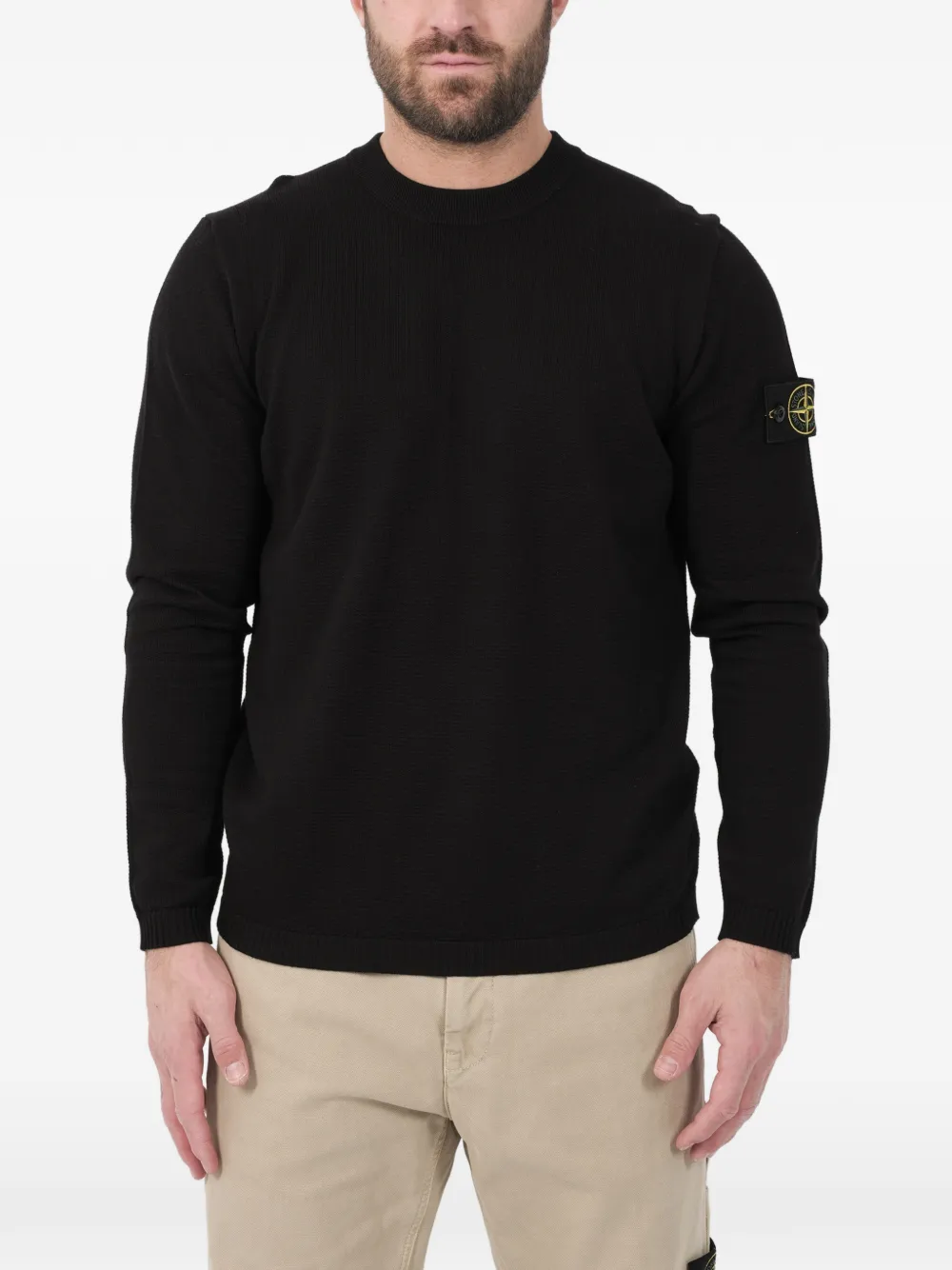 

Вязаный свитер вафельной вязки с нашивкой-компасом Stone Island, синий