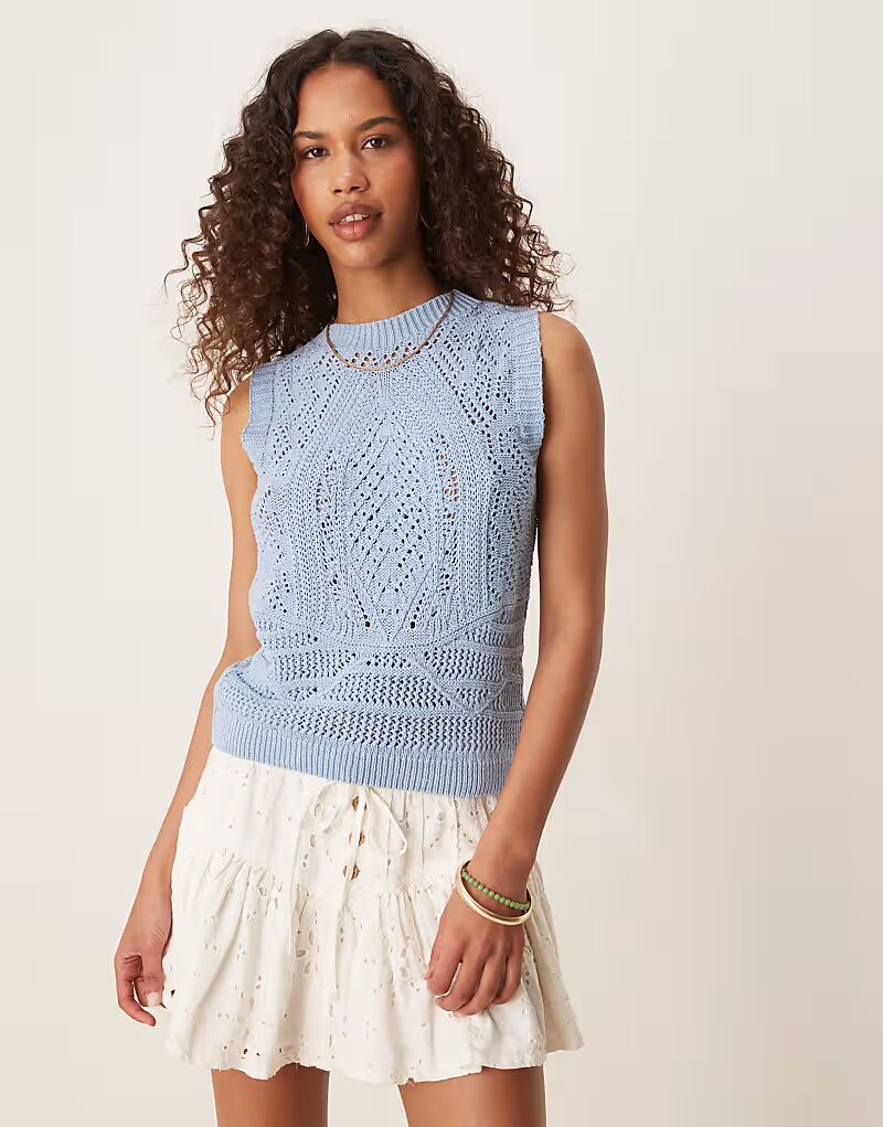 

Майка крупной вязки ASOS DESIGN синего цвета