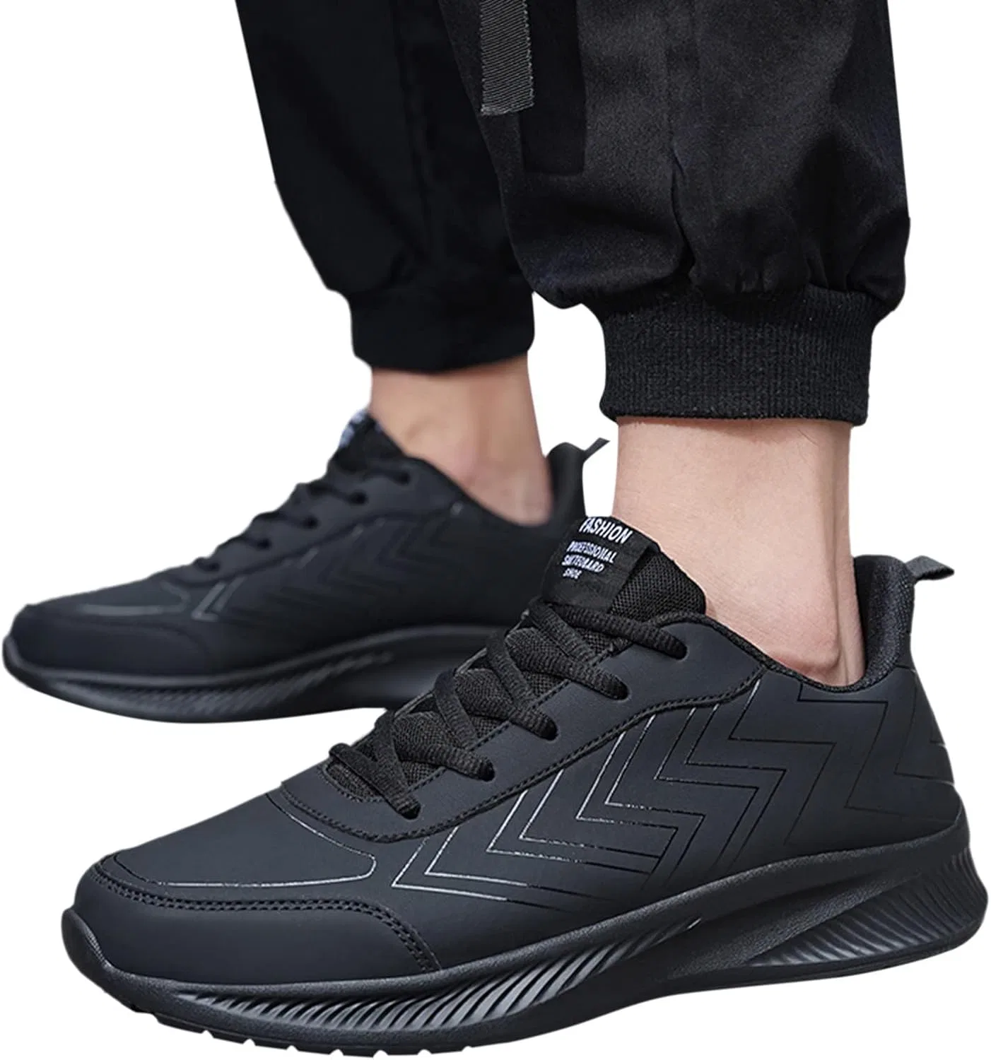 Туфли Casual Shoes Men's Shoes Large Size Casual Leather Print Laace Up Casual Fashion Simple Shoes Running Generic, Schwarz — фото 4