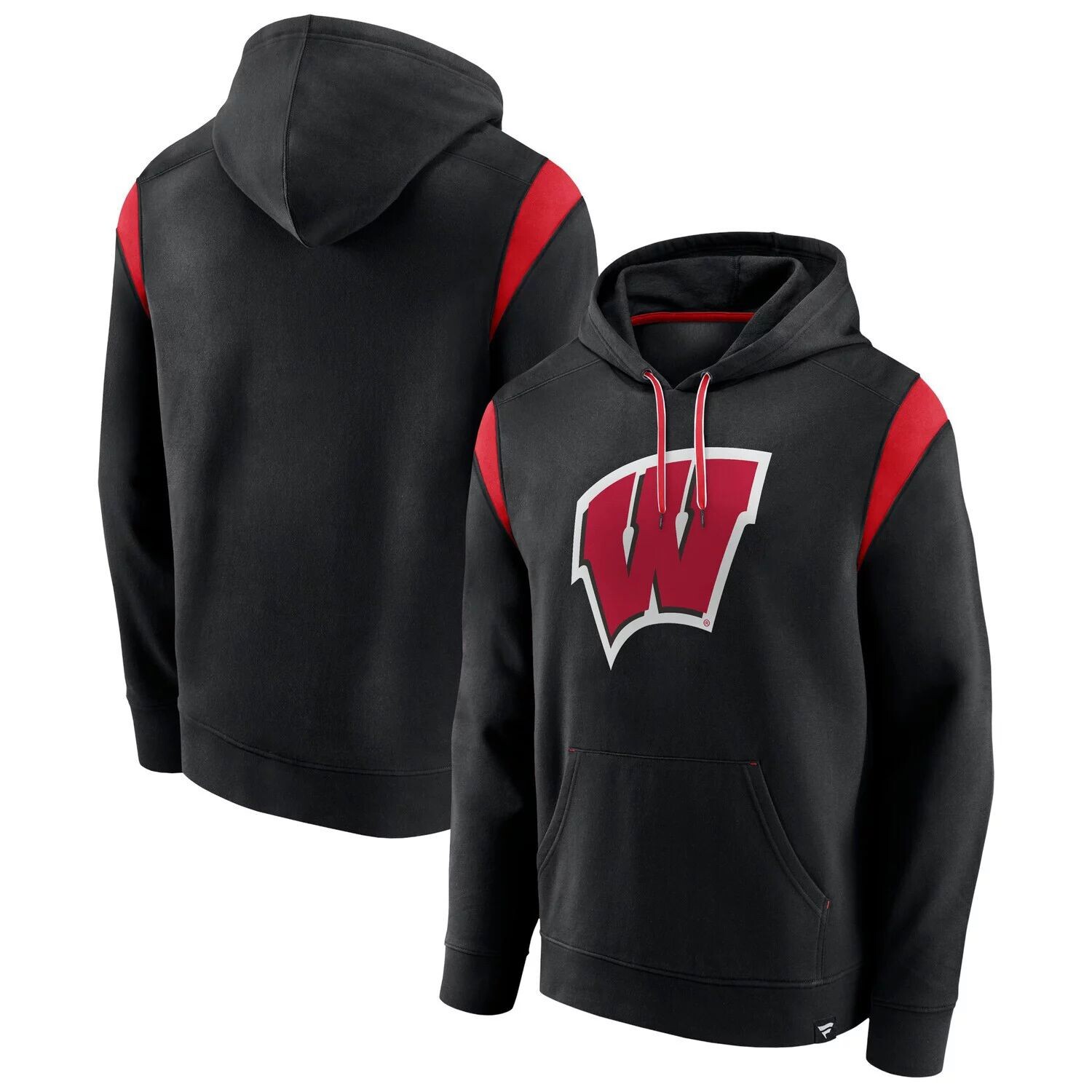 

Мужской черный пуловер с капюшоном с логотипом Wisconsin Badgers Gym Rat Fanatics