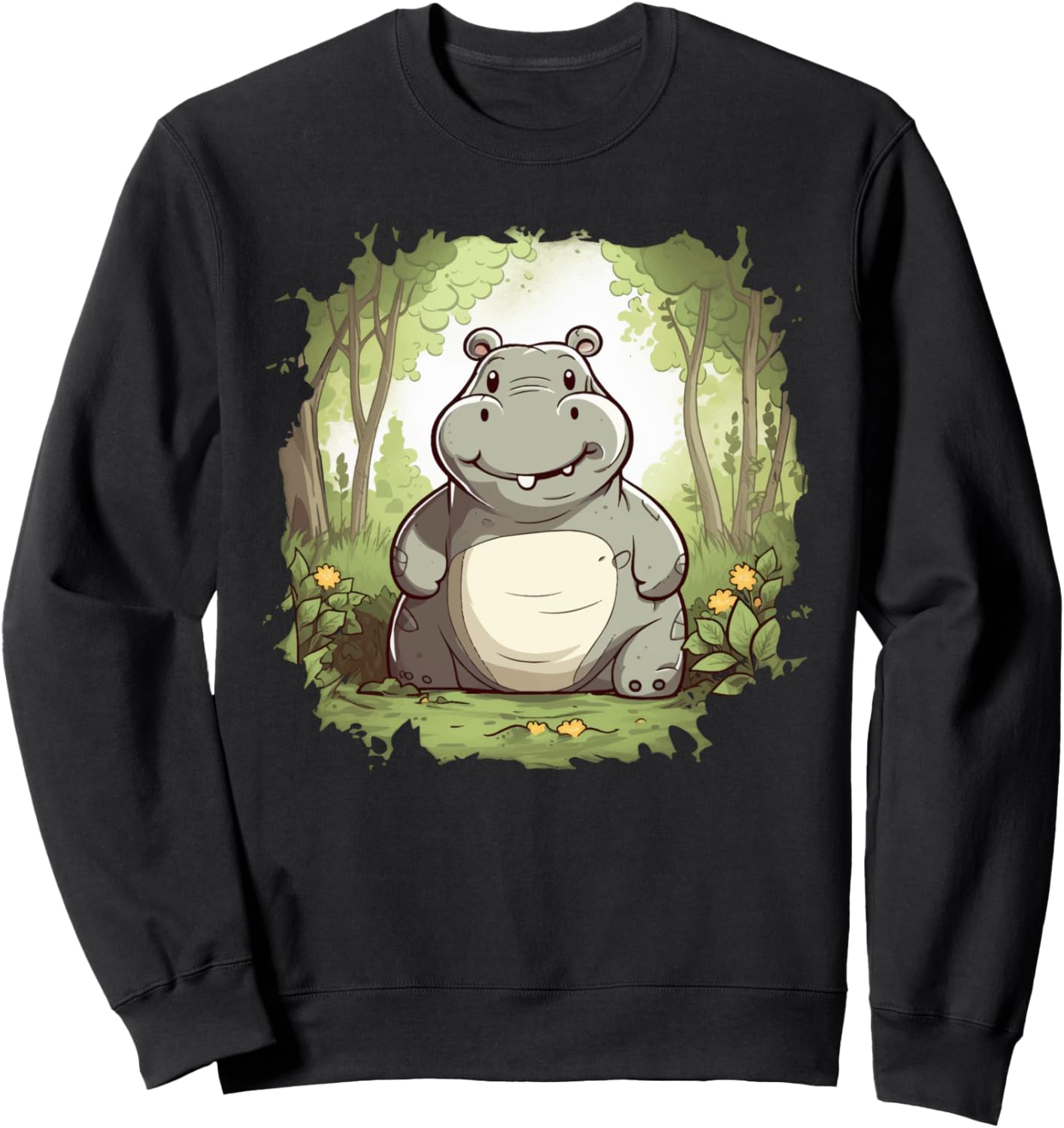 

Толстовка с изображением бегемота Hippo Gifts, черный